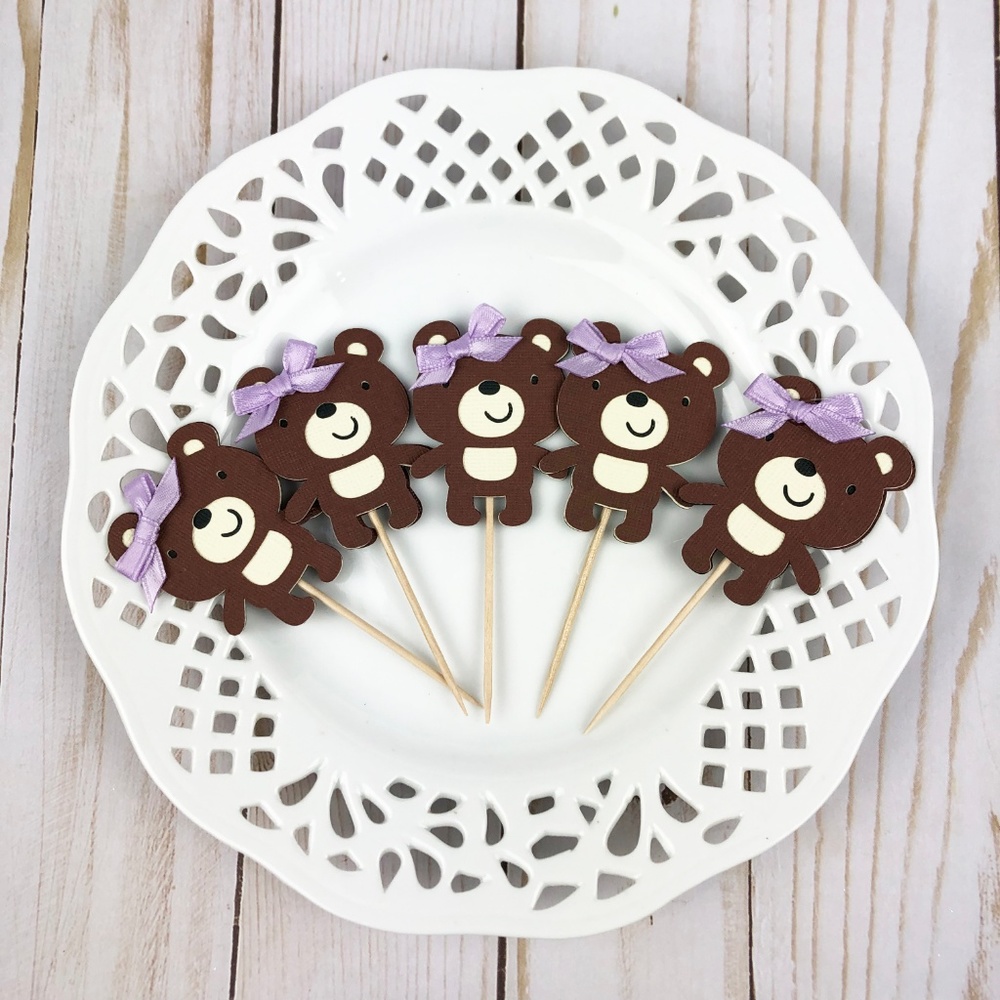 Teddy Bear Birthday Cupcake Toppers 12 ct